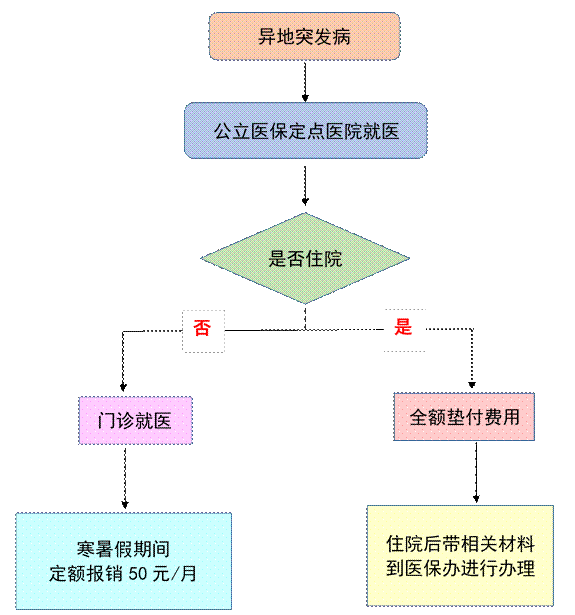 参保大学生异地就医流程图